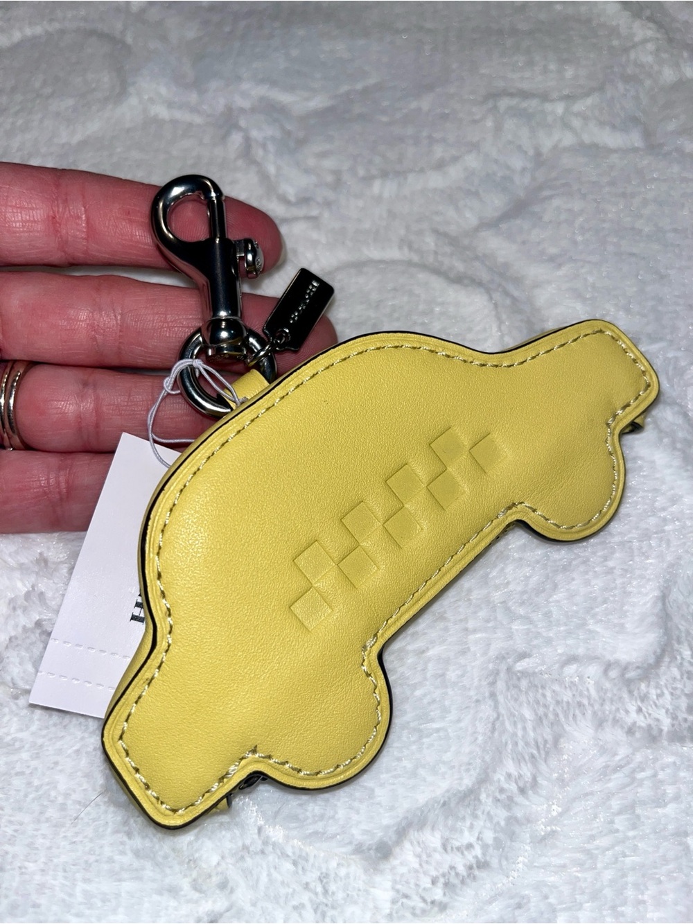 Coach NWT! Yellow Taxi Car Leather Coin Purse Bag Charm Key Chain - Picture 5 of 13
